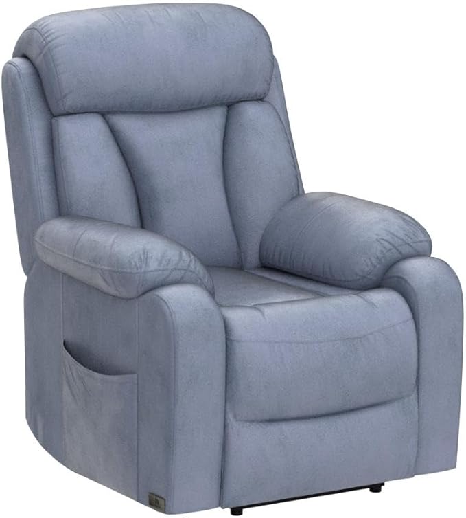 DAZONE Grey Small Power Lift Recliner Chair for Elderly - Quiet Motor Electric Recliner with Overstuffed Comfort with Space-Saving Design for Living Room Bedroom
