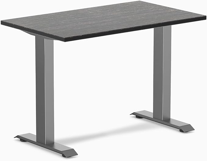Desky Zero Mini Bamboo Desk 40 x 24 inches Fixed Height Writing Desk with Natural Dark Bamboo Top and Space Gray Steel Frame Compact Office Desk for Home Study or Workstation