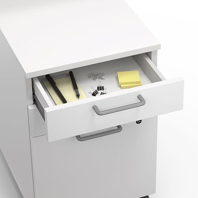 Staples Essentials 3-Drawer Vertical File Cabinet Letter &amp Legal Size Documents Lockable &amp Mobile 21.3 D x 15.6 W x 24.3 H White
