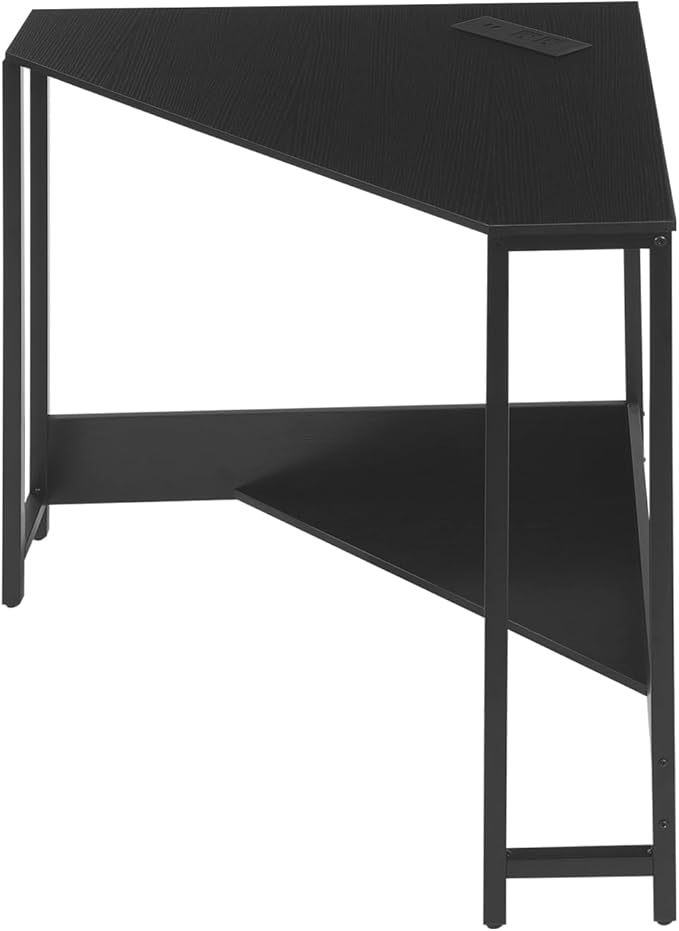 Modern Corner Desk Small Computer Desk with Outlets Office Desk Workstation 90 Degrees Triangle Table for Small Space Bedroom Living Room