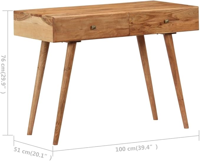Farmhouse Writing Desk with 2 Drawers 39.3 Wood Computer Desk Study Desk for Home Office Midcentury Laptop Stand Console Table Makeup Vanity Desk Brown