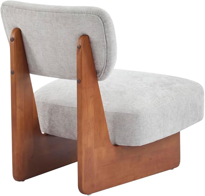 [Set of 2] Modern Beige Lounge Chair with Polyester Upholstery Sturdy Black Wood Base Stylish and Comfortable Accent Seating for Living Room (Gray + Walnut + Polyester + Solid Wood)