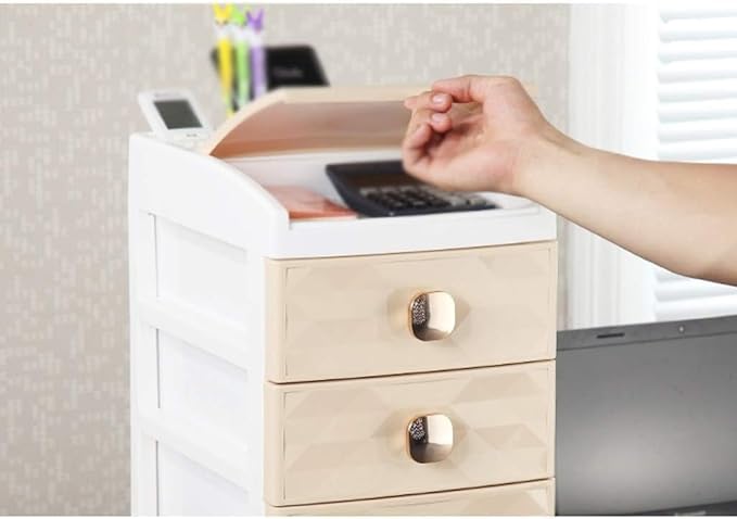 Desk File Cabinet Document Organizer - Desk Drawer Storage Cabinet with Casters with 3 Drawers Under Desk Cabinet Storage Office Drawers(Color:E) (D)