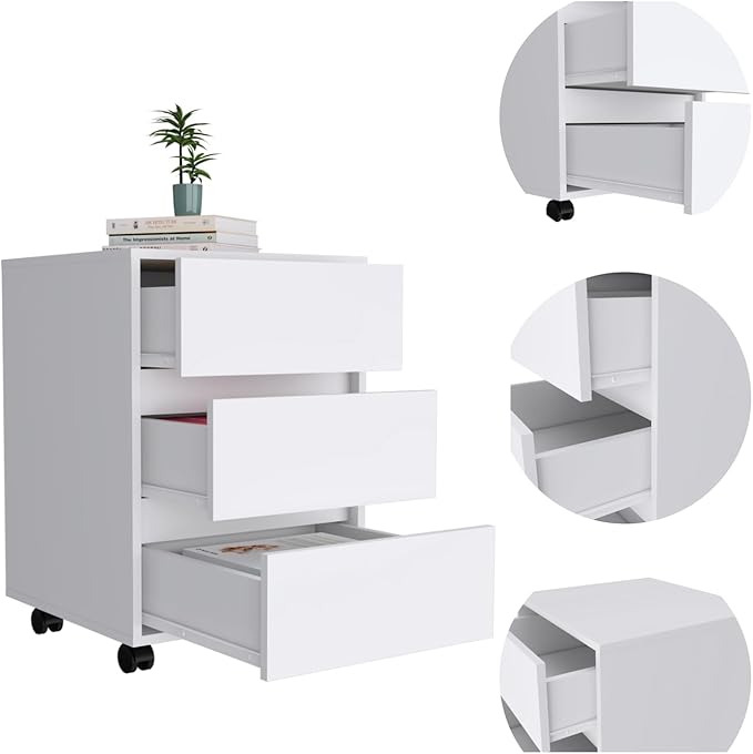 3 Drawer Filing Cabinet: Spacious Storage with Mobility &amp Stylish Design