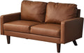 INSTORY Leather Loveseat Comfy Sofa Modern Couch with Wooden Legs for Living Room Office - Brown