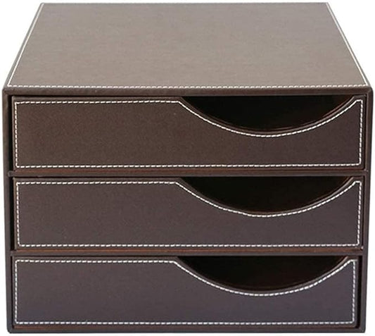 Desk OrganizerFile Organizer for Desk Home Office Desktop File Storage Box Leather File CabinetFiling Cabinet 3 Drawer Fully Assembled Office Pedestal FilesOffice Supplies Creative Drawer Type Data