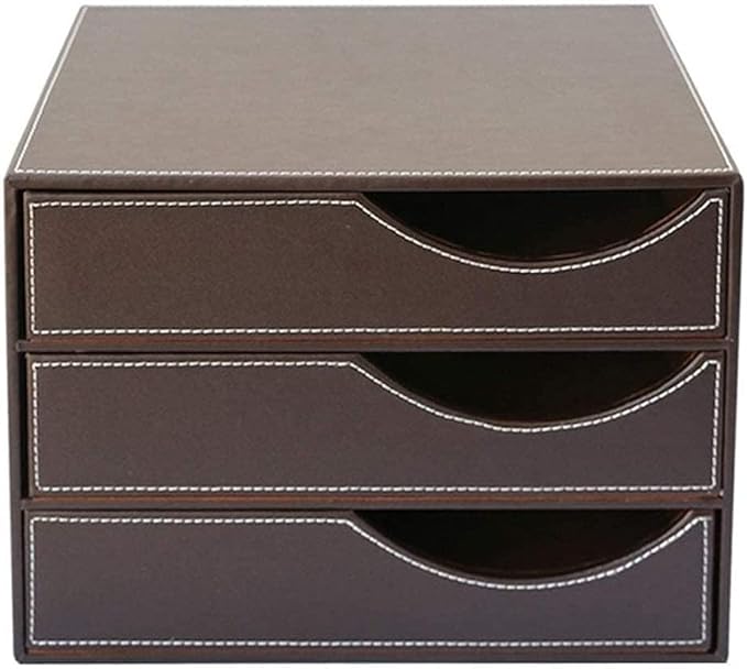 Desk OrganizerFile Organizer for Desk Home Office Desktop File Storage Box Leather File CabinetFiling Cabinet 3 Drawer Fully Assembled Office Pedestal FilesOffice Supp
