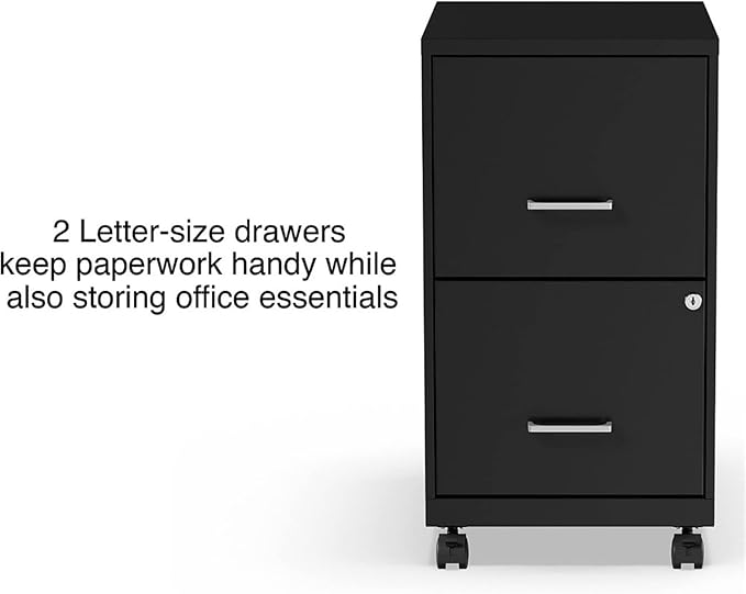 Mobile File Cabinet 2-Drawer Vertical File Cabinets for Letter Size Documents Lockable &amp Mobile Filing Cabinets (18 D X 14 W X 26.3 H)(Blue)