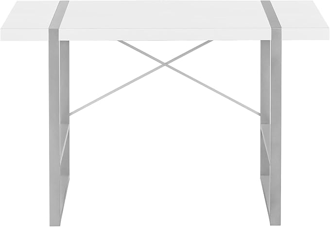 Computer Desk Home Office Laptop 48 l Work White Laminate Grey Metal Contemporary Modern US218