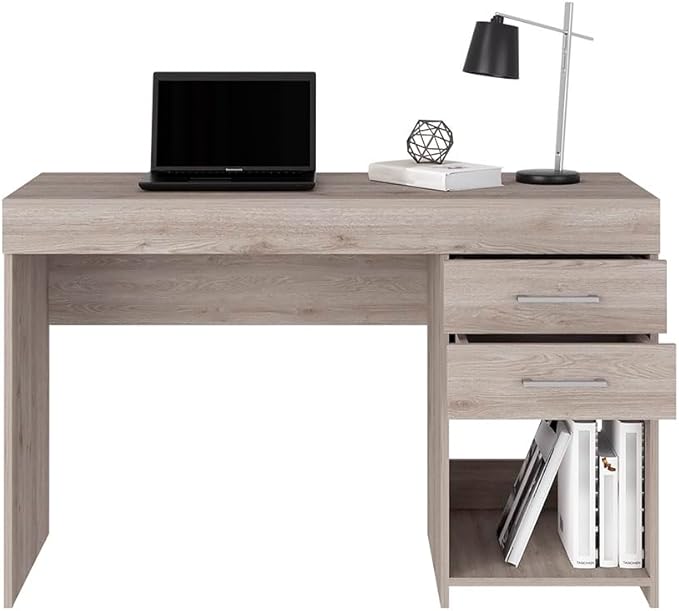 Home Office Desk Two Drawer Computer Desk One Lower Shelf -Light Gray47.2 Inches Wide