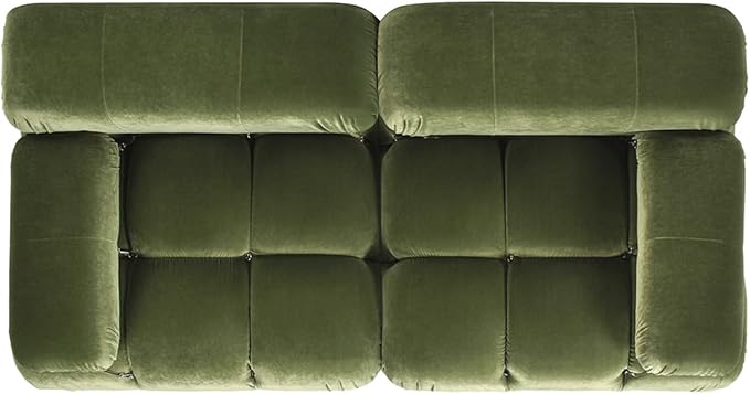 Jennifer Taylor Home Marcel 72.5 Bubble Modular Modern 2-Piece Loveseat Sofa Olive Green