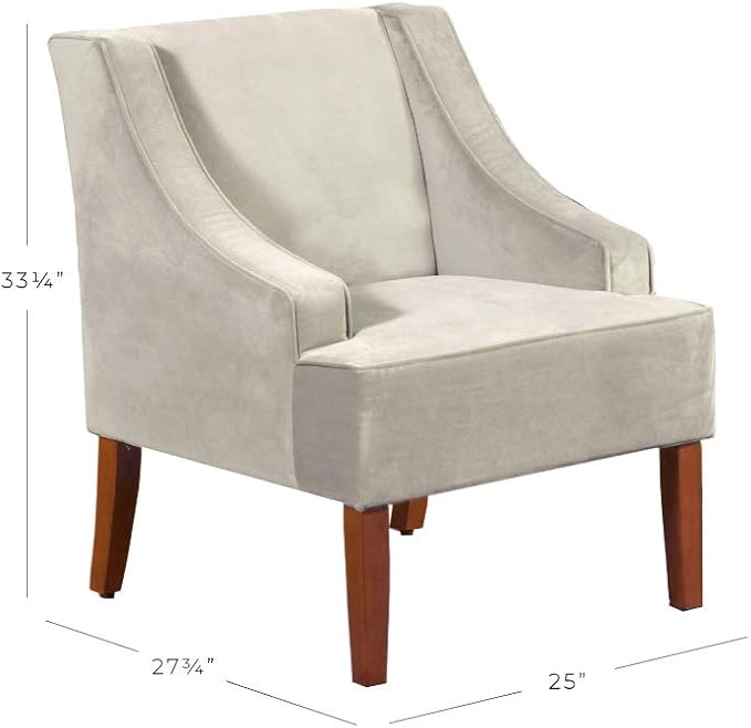 HomePop Swoop Arm Accent Chair Velvet Grey