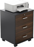 File Cabinet 3 Drawer File Cabinet Mobile Filing Storage Organizer Cabinet with Wheel Lockable Casters Printer Stand(Color:Dark Coffee Color)