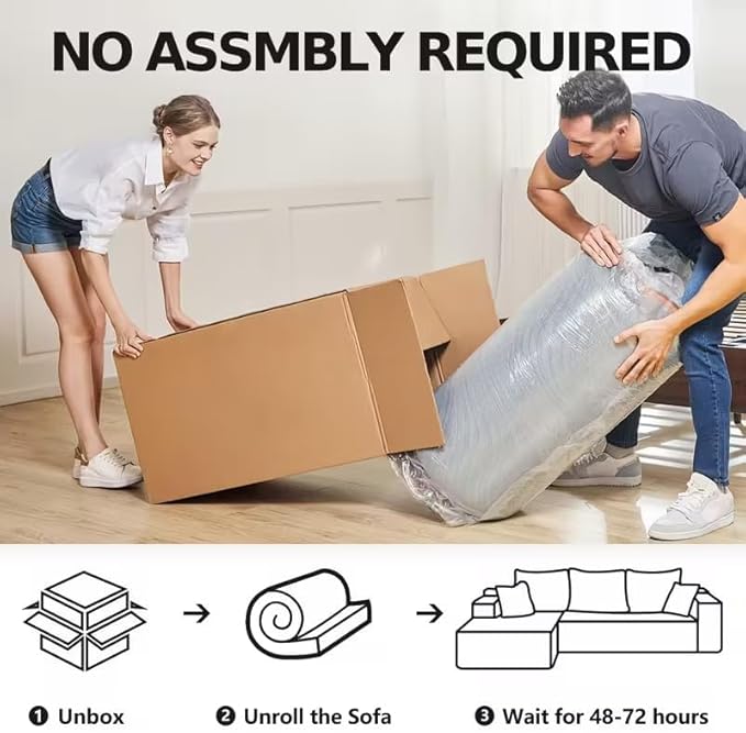115 Modular Sectional Couch with Chaise Cloud Couch Deep Seat Fluffy Corduroy Sofa Memory Foam Boneless Couches for Living Room Bedroom No Assembly Required (Green 115 Right Chaise)