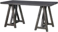 Pemberly Row Home Office Desk 62 W x 31 H x 30 D Pine Solids and Veneer Weathered Charcoal Finish Solid Wood Top Double Pedestal Base Durable Construction Rustic Contemporary Office