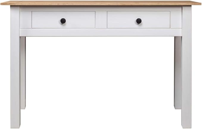 Wooden Writing Computer Desk with 2 Drawers Home Office Desk Writing Study Table for Bedroom Console Table for Living Room White 43.3x15.7x28.3(G)