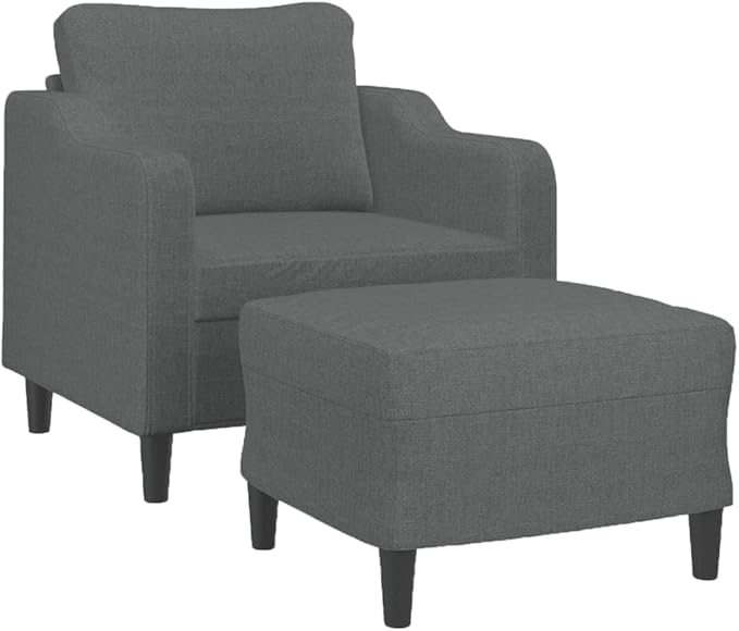 Modern Sofa Chair with Footstool Accent Chair with Ottoman Fabric Sofa Chairs Reading Chair for Living RoomChair for Bedroom Dark Gray 23.6 Fabric -18