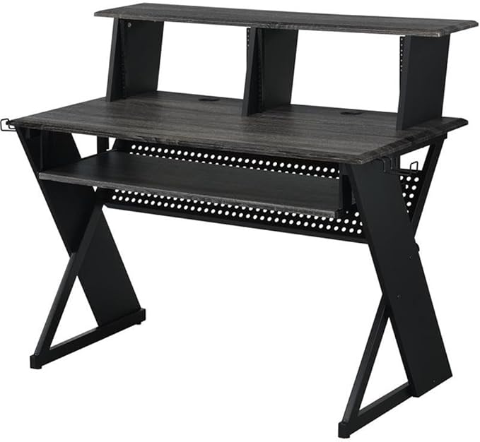 Acme Furniture Rectangular Music Desk Table with Earphone Rack Black