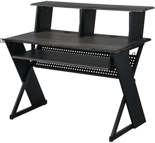 Acme Furniture Rectangular Music Desk Table with Earphone Rack Black