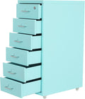 6-Drawer File Cabinet with Lock - Metal File Organizer for Home Office Letter/A4 Size File Cabinets for Home Office Blue Office Cabinet with Wheels &amp Key File Organizer Box for Documents
