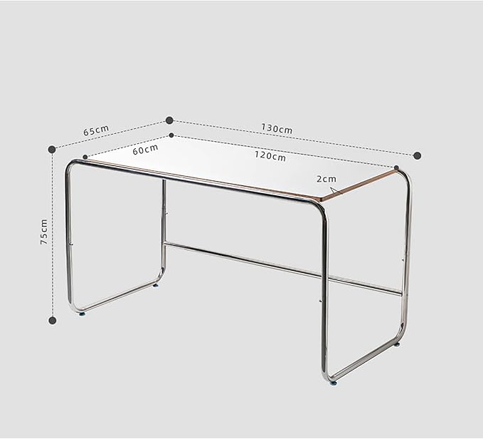 SUBVERS Modern Simple Computer Desk with Stainless Steel Table Stand Sturdy Writing Desk Makeup Workstation for Home Office Easy to Assemble(130x65x75cm(51x25x29in) White)