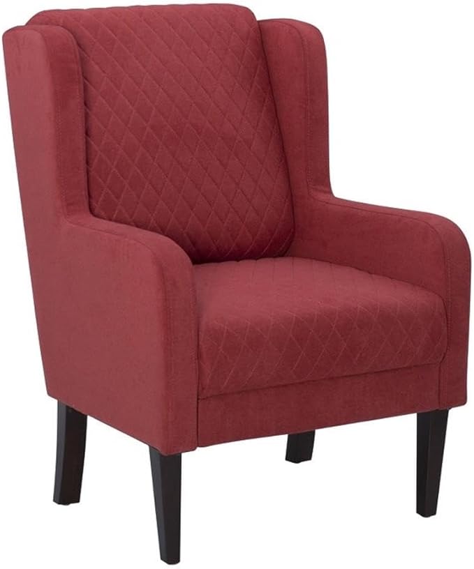Linon Paulo Upholstered Wingback Accent Chair with Quilted Back &amp Seat in Rust