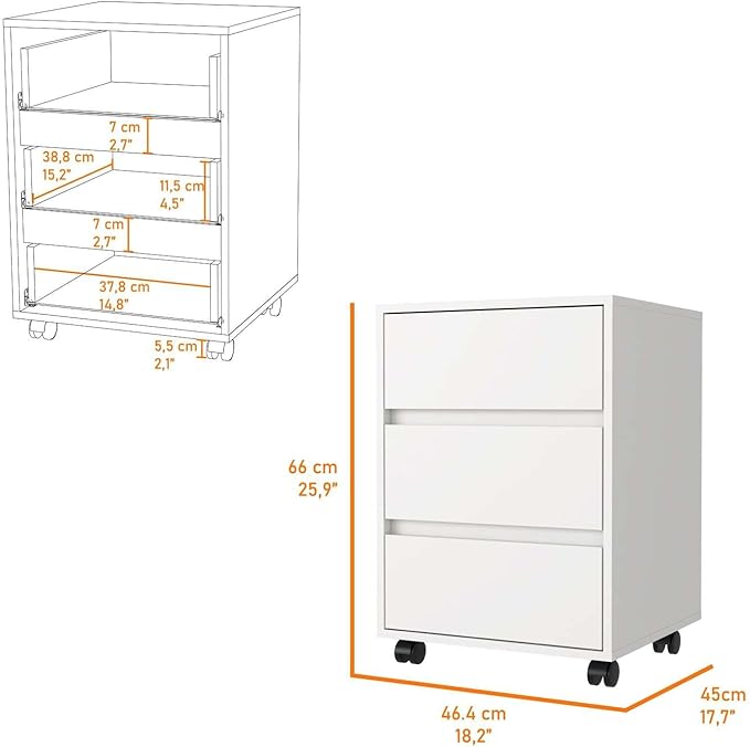 Vienna Three Drawer Mobile Filing Cabinet with Glide