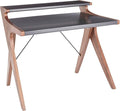 Archer Contemporary Desk - Modern Walnut Wood Frame with Grey Wood Top by