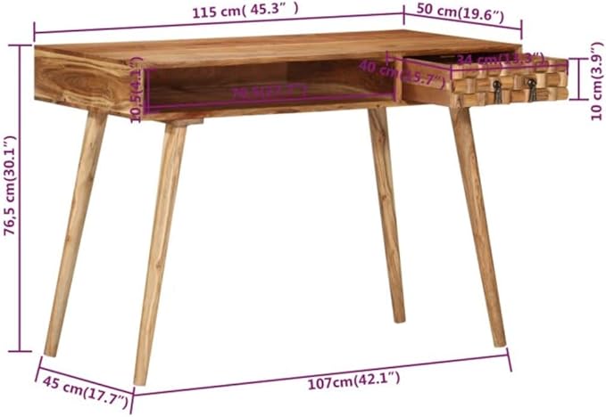 Computer Desk with Drawer and Shelf 45.3 inch Home Office Writing Desk Study Table Wooden Home Office Desk Workstation PC Laptop Desk Console Table Rustic