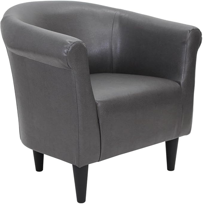 Pemberly Row Traditional Club Chair Faux Leather Slate Gray Finish 32 H x 30.5 W x 27.5 D Lightweight Accent Chair Padded Seat for Comfort Contemporary Design for Living Room or Bedroom