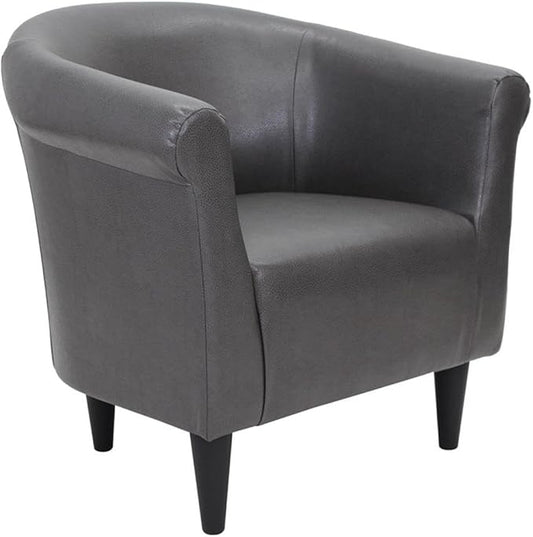 Pemberly Row Traditional Club Chair Faux Leather Slate Gray Finish 32 H x 30.5 W x 27.5 D Lightweight Accent Chair Padded Seat for Comfort Contemporary Design for Living Room or Bedroom