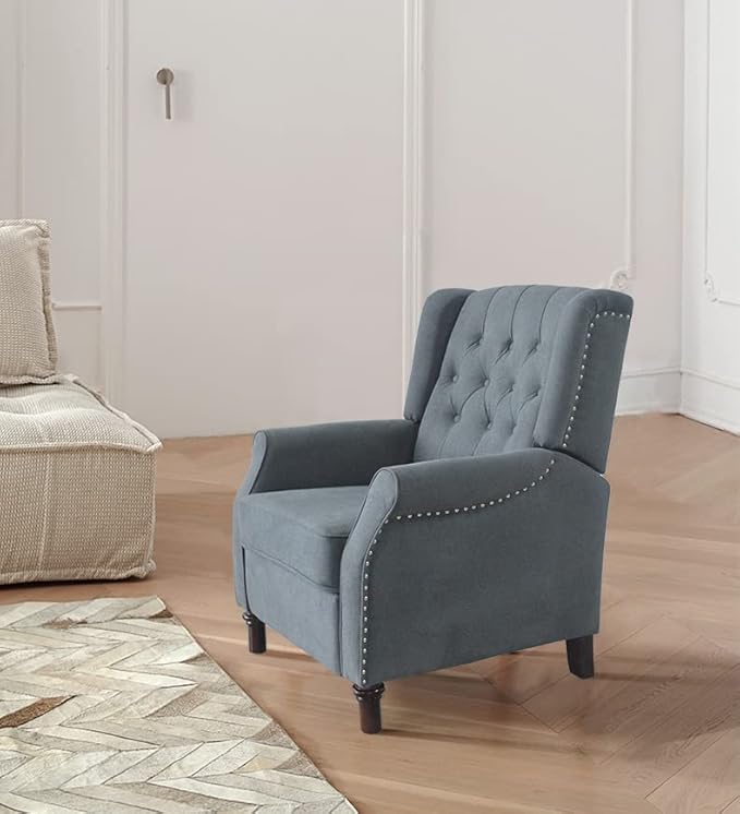 Redde Boo Classic Dark Gray Waterproof Fabric Living Room Pull Button Sofa High Back Manual Recliner Chair Cinema Home Theatre Cozy Recliner Sofa