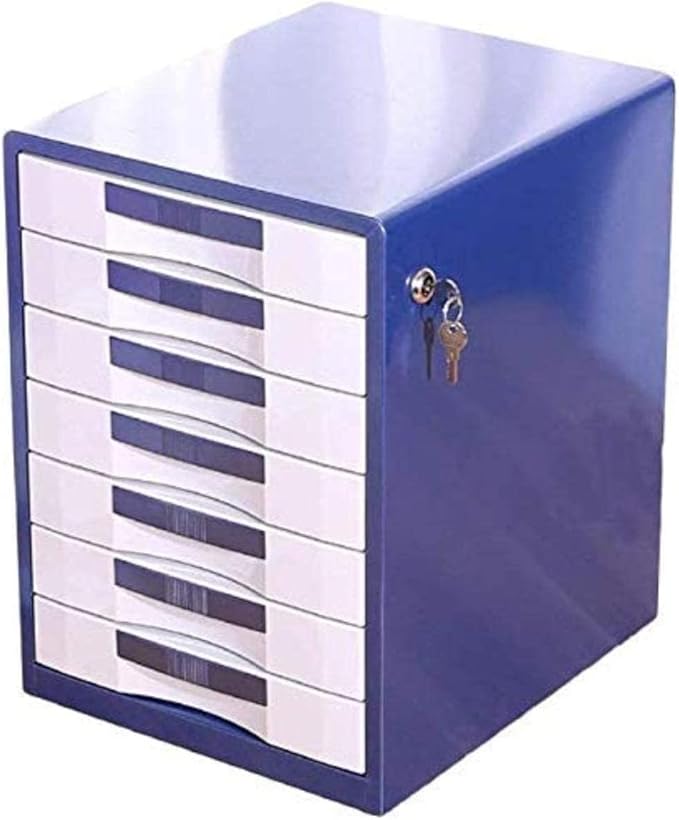 File Cabinets File Cabinets Locking Desktop Cabinet Storage Box 7 Drawers Gold Home Office File Box Bookcase (Blue)