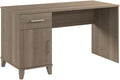 Pemberly Row 54W Office Desk with Drawers Ash Gray Finish Engineered Wood Spacious Work Surface Wire Management File and Box Storage Contemporary Legs Home Office Computer Desk