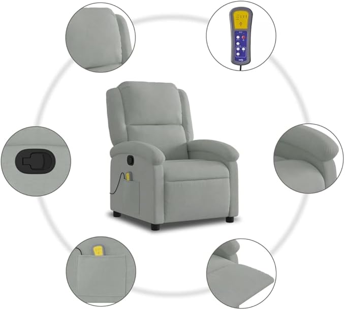 Floor Chair Arm Chair Living Room ChairsSleeper Sofa Massage Recliner Chair Light Gray Velvetfor Apartment Living and Home Office