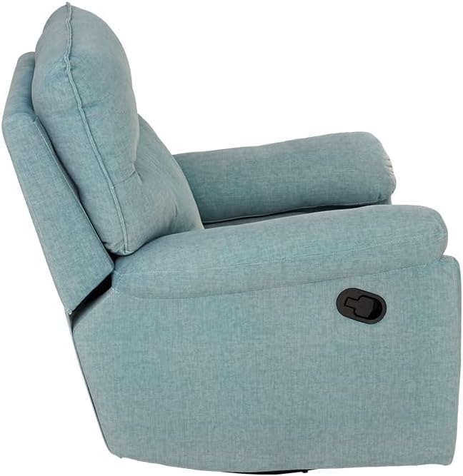 Reclining Sofa Rocking Recliner Chair Manual Adjustable 360 Swivel with Ergonomics Overstuffed Lumbar Arm Support Natural Fabric Surface Made for Living Room Bedroom Nursery Turquoise