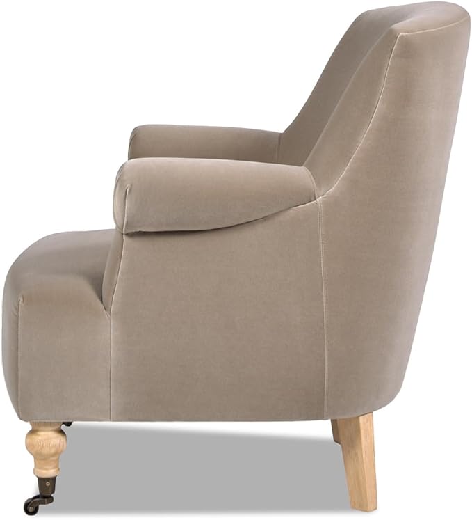 Jennifer Taylor Home Eloise 30 Pleated Sock Arm Living Room Accent Armchair Mink Beige Performance Velvet
