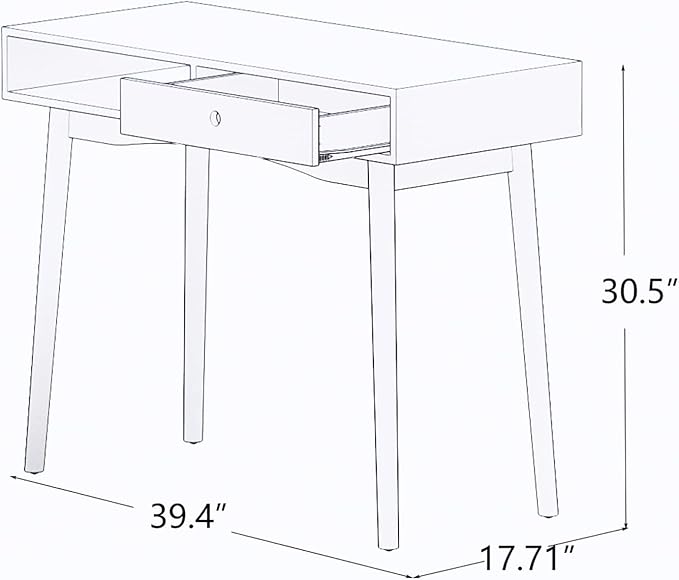 Home Office Desk Computer Desk with Storage Drawers Laptop PC Workstation with Storage Compartment Writing Study Desk with Solid Wood Legs for Home Office Bedroom Study Living Room