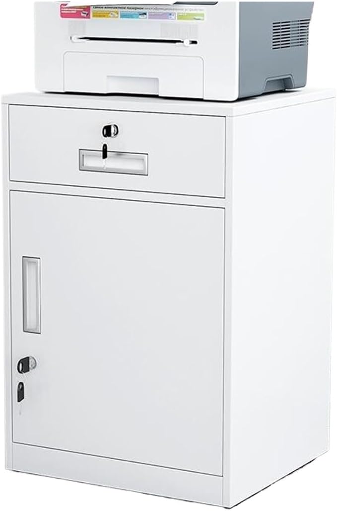 File Cabinet Under Desk with Locking Drawer Cabinet File Information Cabinet Tin File Cabinet (Color : White)
