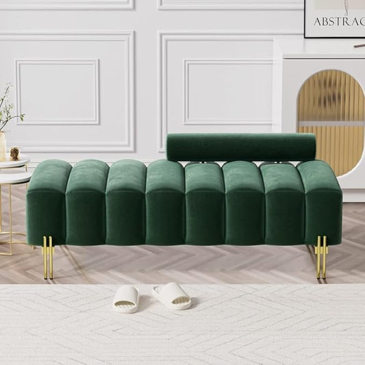 Small Loveseat Sofa Couch 52.2 Modern Velvet Mini Couch for Bedroom with Golden Legs Upholstered Settee Bench with Adjustable Back for Living Room Office Compact Space Emerald Green