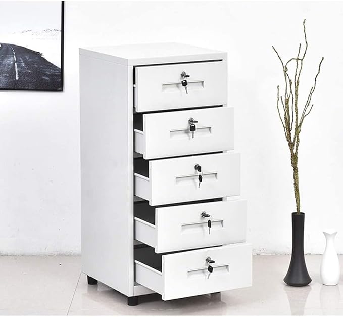 File Cabinet Office File Cabinet Iron Belt Lock File Cabinet White Multifunctional Cabinet with Drawer Black Home Bedside Desk Office File Cabinet (Color : Black Size : B) (Gold Brass)