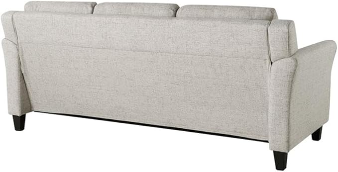 BOWERY HILL Transitional 78.7 W Solid Hardwood Frame Stationary Sofa with Elegant Tufted Back Cushions in Beige Premium Fabric Upholstery
