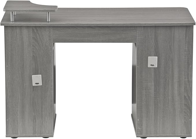 Computer Workstation Desk with Shelf &amp Drawers - Gray Home Office Desk
