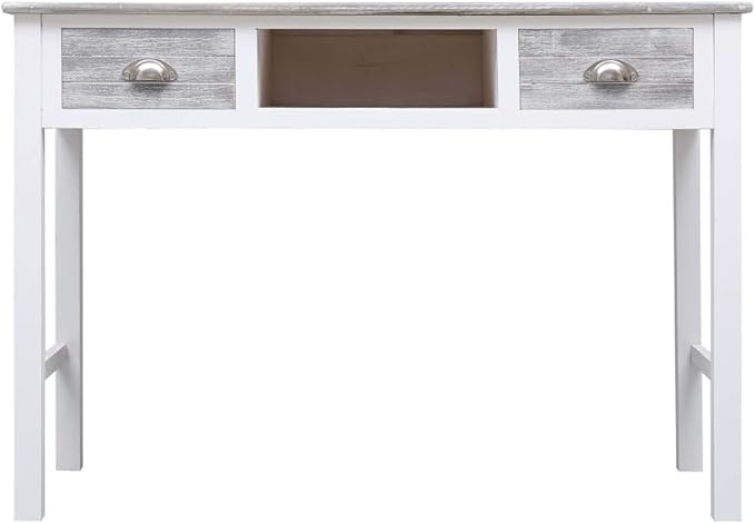 vidaXL Writing Desk Computer Desk with Storage Drawers Laptop Table for Home Office Workstation Table Farmhouse Scandinavian Gray Wood