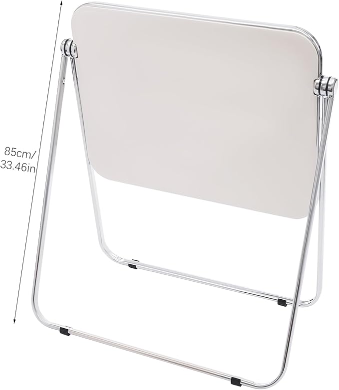 Folding TV Tray Table Acrylic Foldable Desk No Assembly Required Mini Folding Desk for Home Office Living Room Bed Room Outdoor (Silver + White)