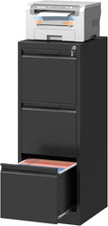 3 Drawer File CabinetFiling Cabinets for Home Office Metal Vertical File Storage with Lock Locking for A4 Legal/Letter Assembly Required(Black)