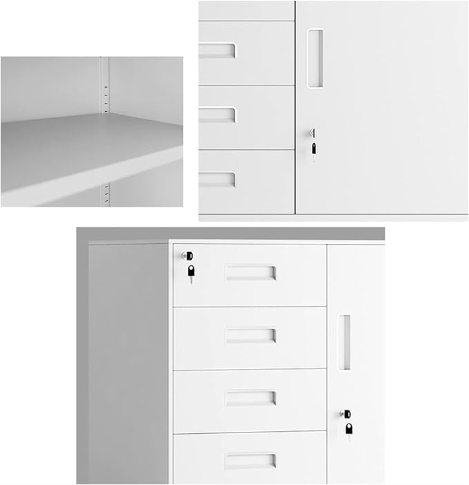 File Cabinet Low Cabinet File Cabinet Office Tin Financial Data Cabinet with Lock Small Cabinet Under Desk Storage(Color:D-5 Drawer) 1.0mm