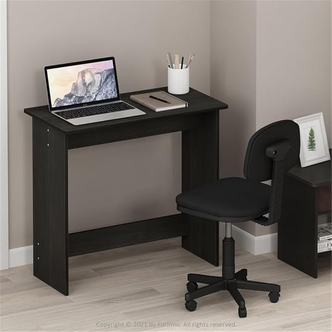 Pemberly Row Study Table 31.5 Wide Engineered Wood Writing Desk Espresso Finish Compact Design with Rounded Corners Home Office Furniture for Small Spaces