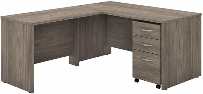Bush Business Furniture Studio C 60-inch W L Shaped Computer Desk Mobile File + 42-inch W Return Bundle Modern Hickory (STC008MHSU)