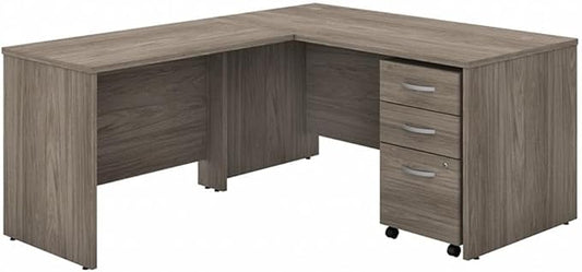 Bush Business Furniture Studio C 60-inch W L Shaped Computer Desk Mobile File + 42-inch W Return Bundle Modern Hickory (STC008MHSU)